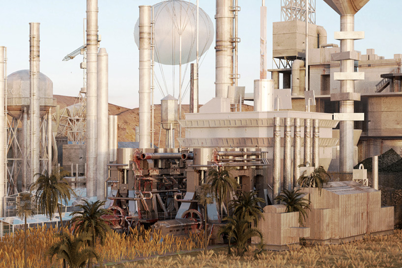 Illustration for article titled A Gigantic Walking City That Farms the Desert As It Moves